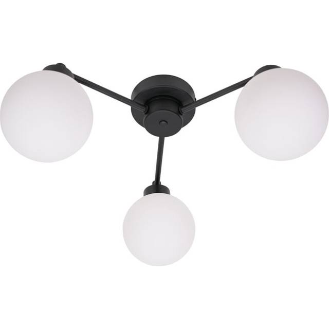 Jonah 3 Arm Globe Ball Shade Flush Ceiling Light - Black - One Size