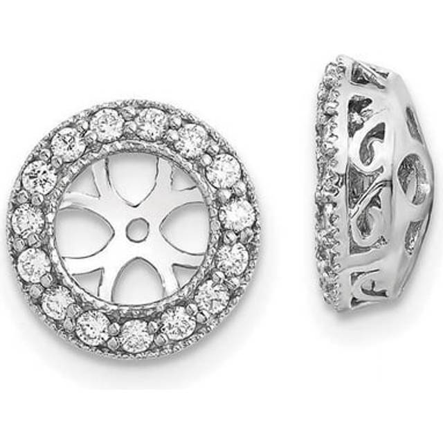 14K White Gold Diamond Earrings Jacket Mounting