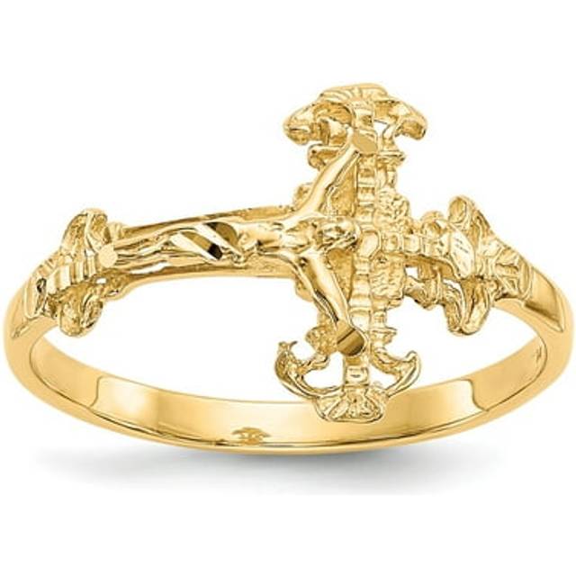 2 mm 14K Diamond Cut Crucifix Ring