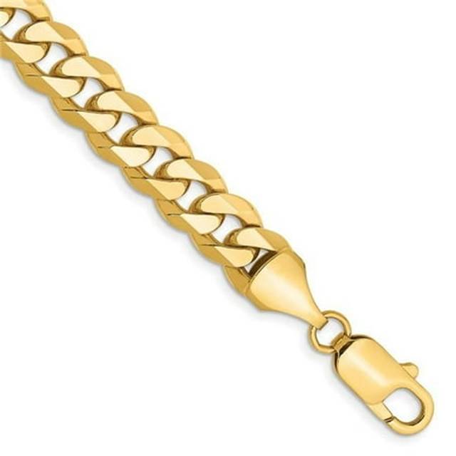 10K Yellow Gold 8.25 mm Flat Beveled Curb 9 in. Chain Bracelet