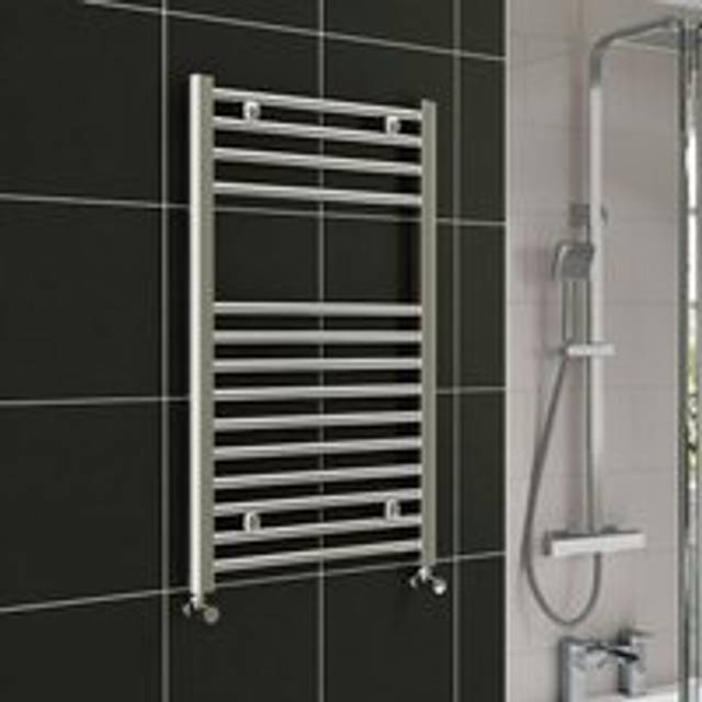 Water-Fed Heated Vertical Straight Towel Rail - Chrome (80cm H x 30cm W x 2cm D)