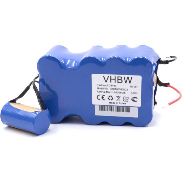 vhbw 1x Battery compatible with Bosch BBHMove4, BBHMove6, BBHMove6/03 Vacuum Cleaner (2000mAh, 18 V, NiMH) - Replacement for FD9403, 100W + 10W,