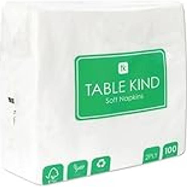Table Kind - 100 Bulk Pack Soft White Napkins, Quality Serviettes for Parties, Catering & Everyday Use, Eco-Friendly Disposable Home Compostable FSC,