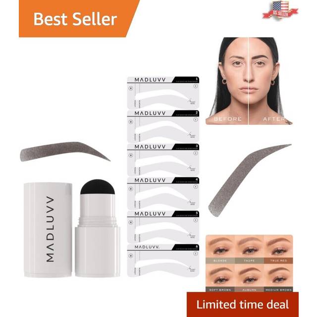 MADLUVV Eyebrow Stencil Kit - Easy-to-Use  Natural Look  6 Popular Shapes  Used by Professionals - Includes Stamp  Stencils  Spoolie  and Tr