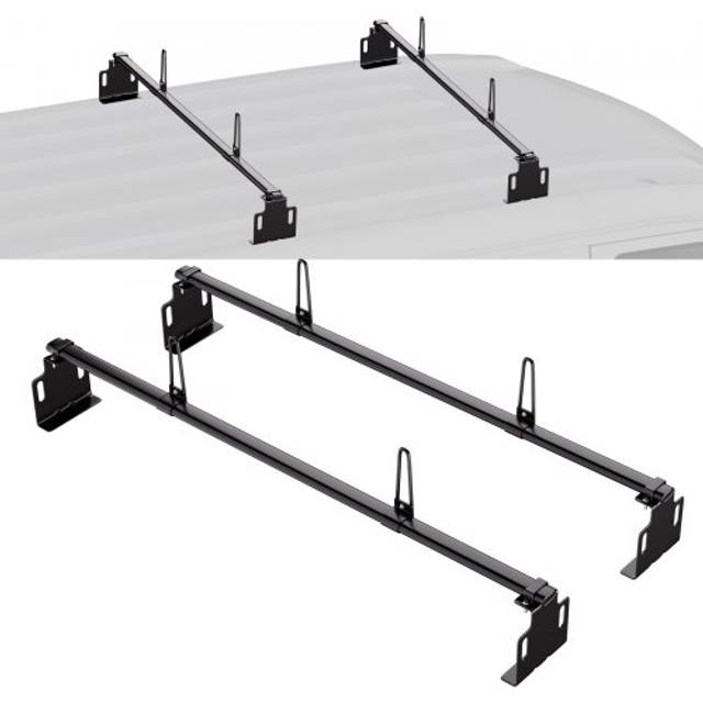 VEVOR Trailer Ladder Rack, 60" 2 Crossbars Ladder Roof Rack, Heavy-duty Steel Van Roof Ladder Rack, 500 lbs Capacity Van Ladder Rack, Fit for Universal Truck Roofs