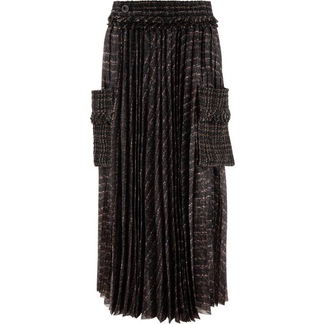 Sacai-Pleated Skirt With Cargo Pockets Gonne Nero-Donna - 1