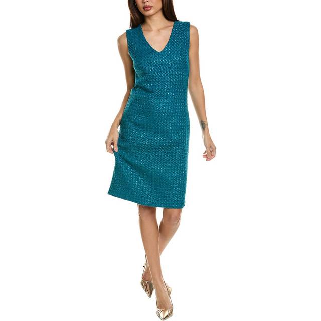 St. John Boucle Window Pane Wool-Blend Sheath Dress