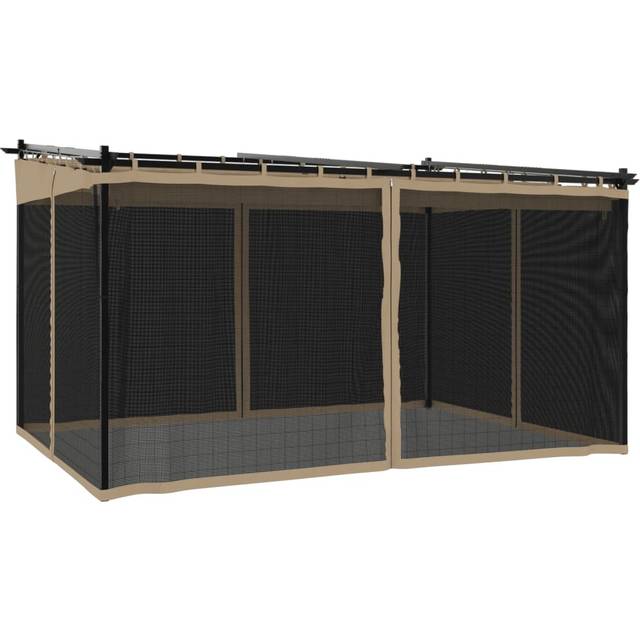 vidaXL Gazebo with Mesh Walls Taupe 4x3 m Steel