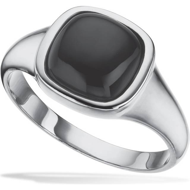 Scrouples Signet Mens sterling silver Ring Med Onyx