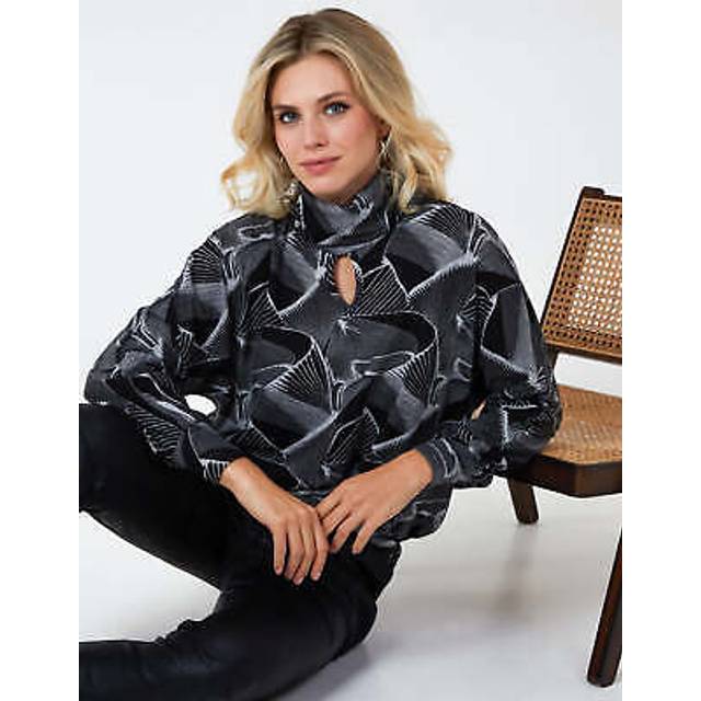 Blue Vanilla Womens Roll Neck And Keyhole Batwing Top - Black - Size Small