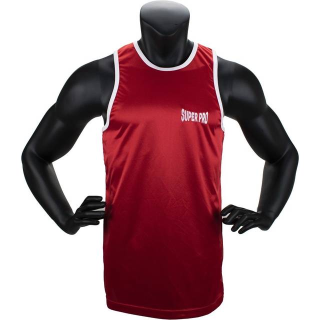 Super pro combat gear club boxing top singlet rot/weiß