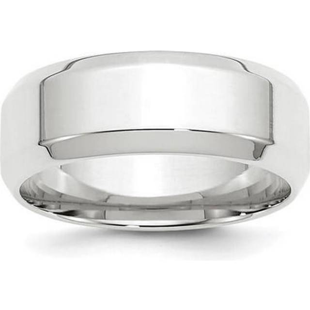 10k white gold unisex 8mm comfort fit beveled edge wedding band sizes 4 to 14