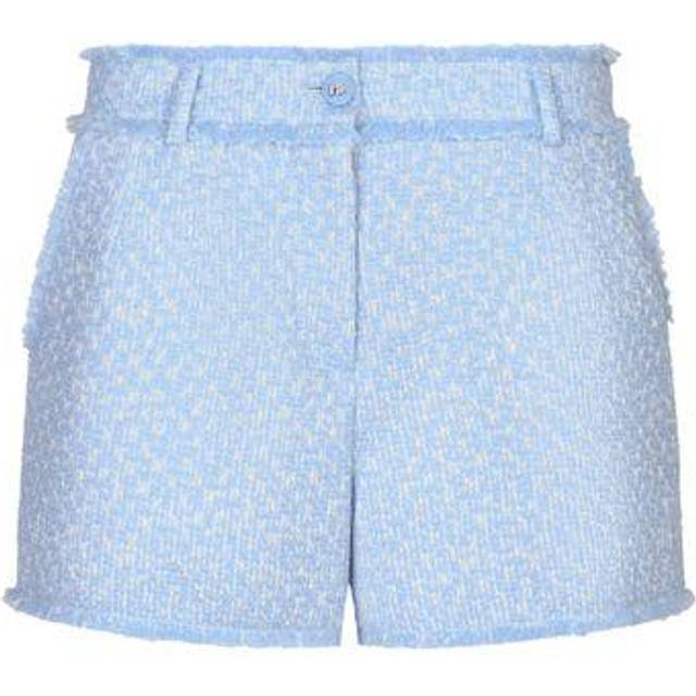 Dolce & Gabbana Raschel Tweed Shorts - Woman Pants And Shorts Light Blue 52