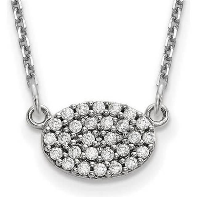 14K White Gold Cluster Oval Necklace with Out Chain Mounting