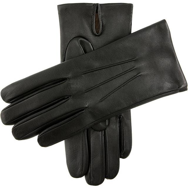 Men's Three-Point Cashmere-Lined Shorter Finger Leather Gloves - Brown / 8