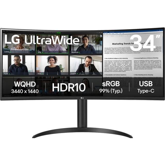 LG UltraWide 34WR50QK-B - LED-skärm - böjd - 34" - HDR