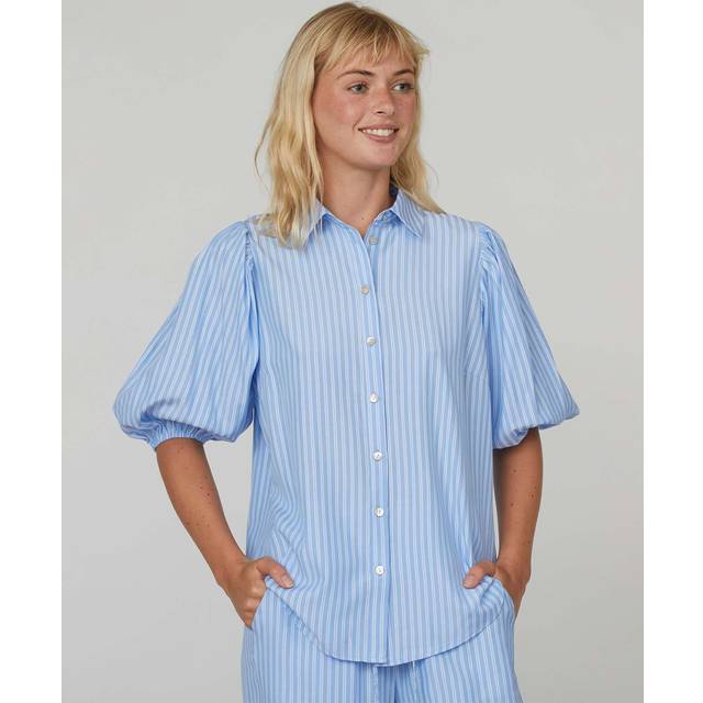 Sisters Point Classic Shirt with Puff Sleeves - Blue