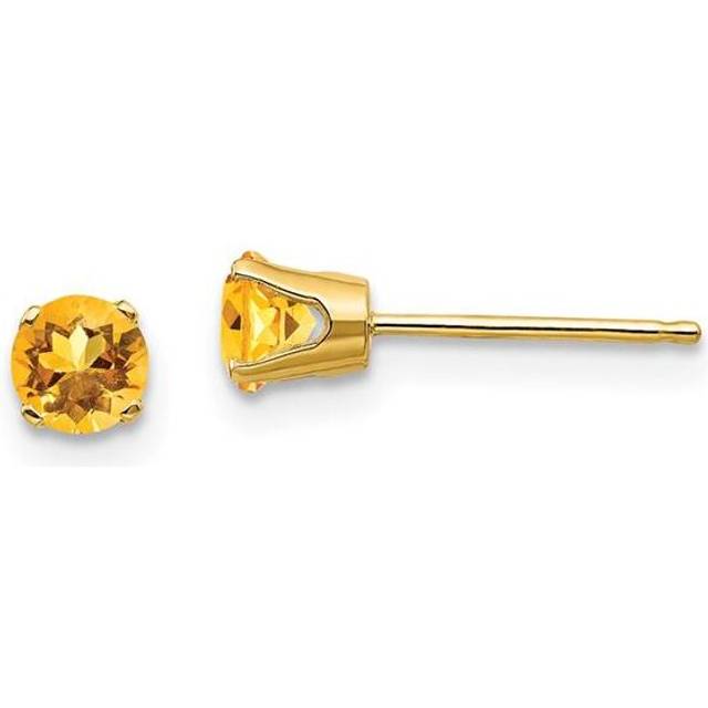 14K Yellow Gold 4 mm November & Citrine Post Earrings