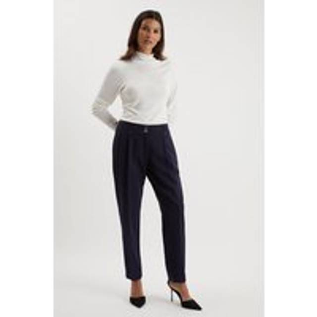 Womens Navy Smart Tapered Leg Trousers - 10