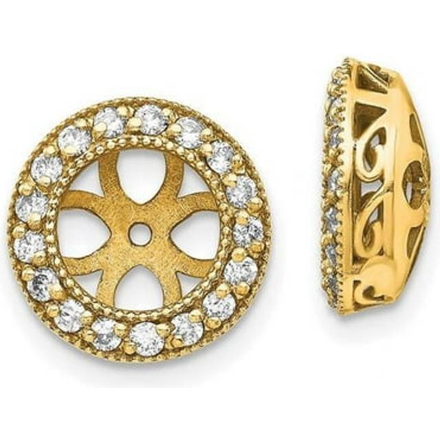 14K Yellow Gold Diamond Earrings Jacket Mounting