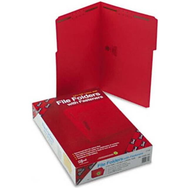 Smead  Folders  Two 2   Capacity Fasteners  1/3 Cut Assorted  Top Tab  Legal  Red  50/Bx