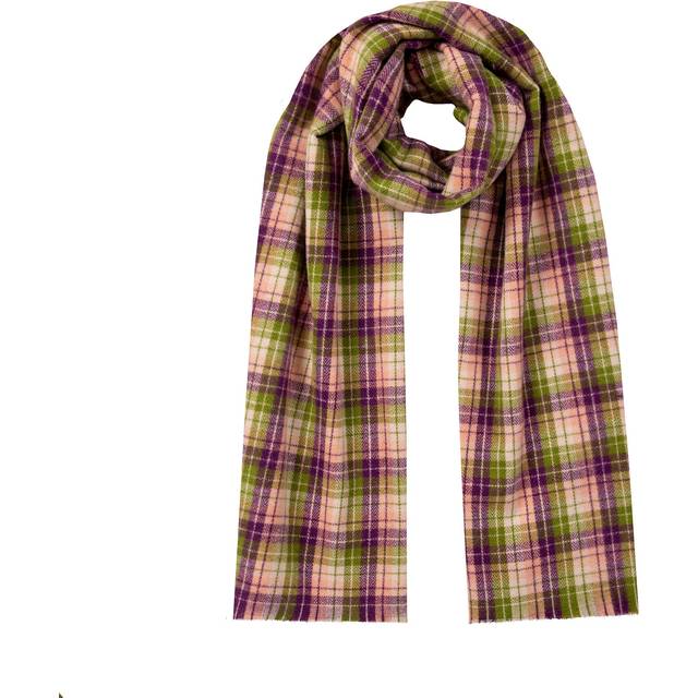 Women’s Contrasting Plaid Check Scarf with Fringe Ends
