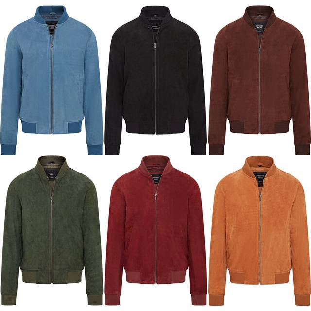 Infinity Leather Men's Soft Goat Suede MA-1 Varsity Bomber Jacket - Dalian in Black | Size: 3XL