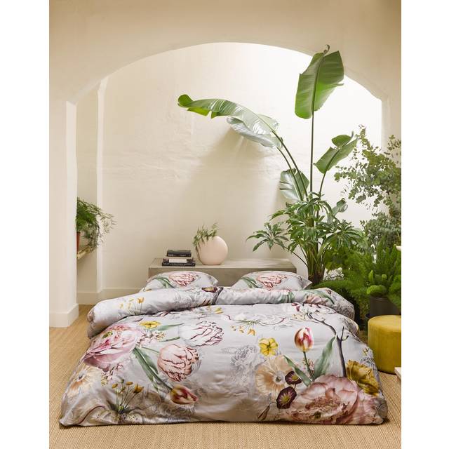 Dubbelt blommiga sängkläder 200x200 cm - 100% bomullssatin bäddset - Vändbart Aimee Mist - Essenza - Grå (200x200 cm)