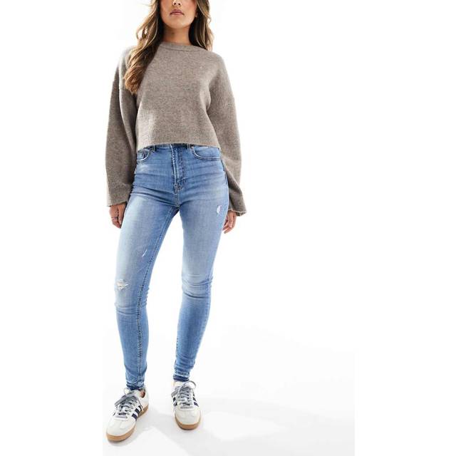 Stradivarius D09 Skinny super high-waist jeans MEDIUM LIGHT BLUE DENIM 6