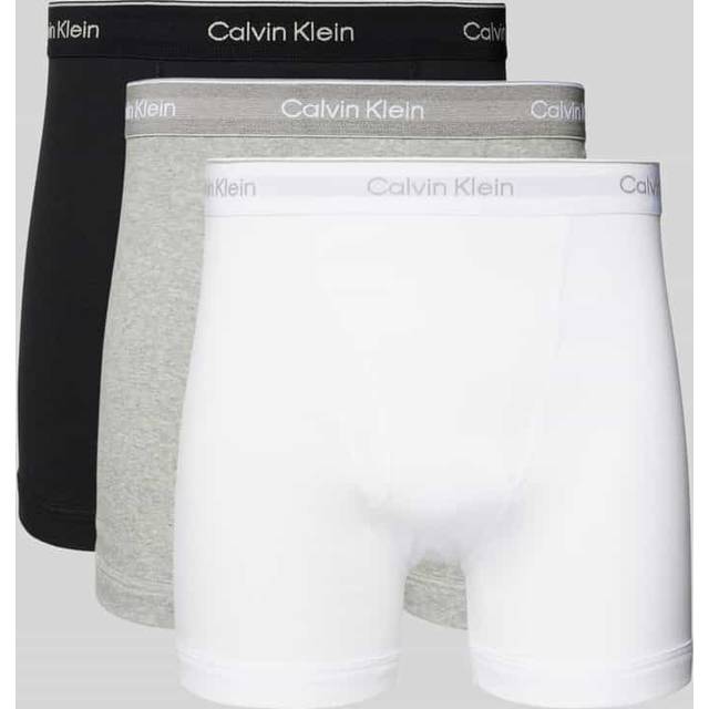 Mens 3 Pack Calvin Klein 100% Cotton Classic Fit Boxer Briefs Black / Grey Heather / White M - Assorted