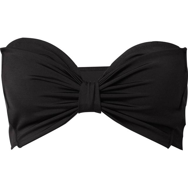 Monki – Mixa och matcha – Svart bikiniöverdel i bandeau-modell med rosett framtill-Svart/a