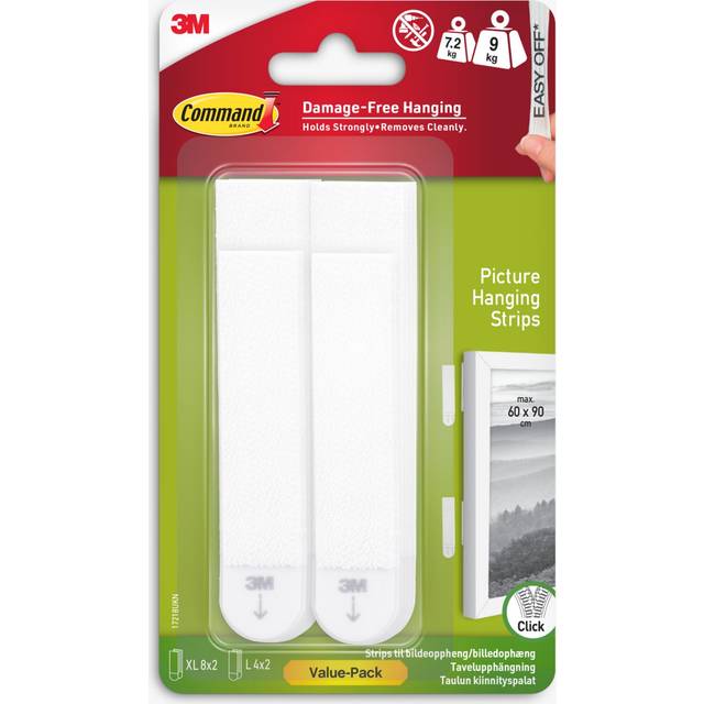 Command XL/L Picture Hanging Strips, Pack of 12