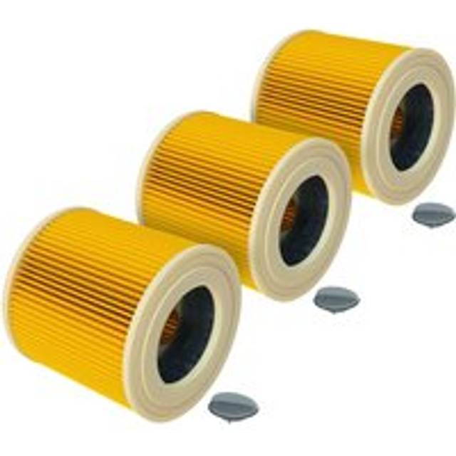Vhbw - 3x Cartridge Filter compatible with Kärcher wd 2 Plus V-12/4/18/C Vacuum Cleaner - Yellow