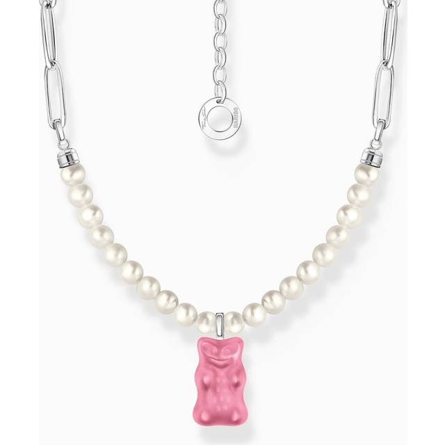 Thomas Sabo KE2207-082-9-L45V Gliederkette mit Perlen und pinkem Goldbären Anhänger 40-45 cm Damen