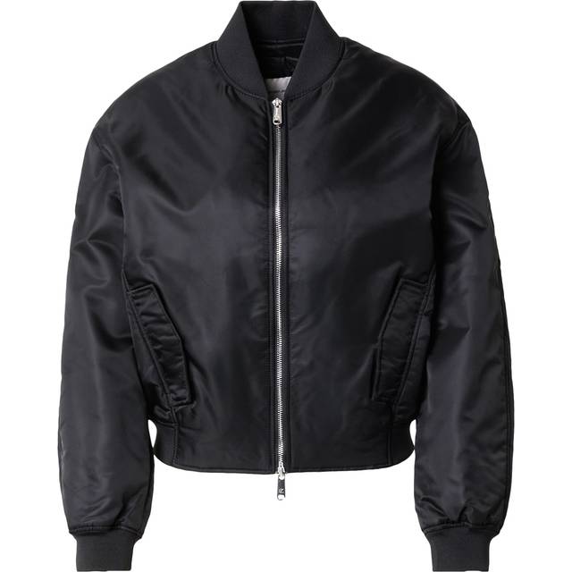 Padded Nylon Bomber Jacket - Black - XXS