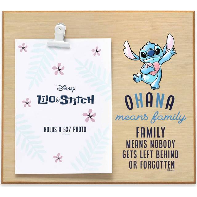 Disney Lilo and Stitch Ohana Means Family Wood Photo Clip Frame for 5x7 Picture  Cute Stitch Photo Frame for Home