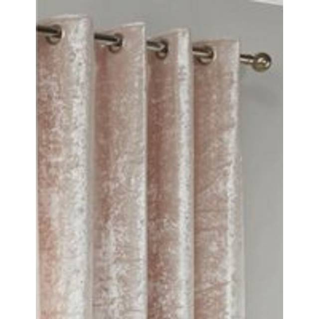 Essential Living Crushed Velvet Eyelet Ring Top Curtains Blush 168cm x 137cm, Pink