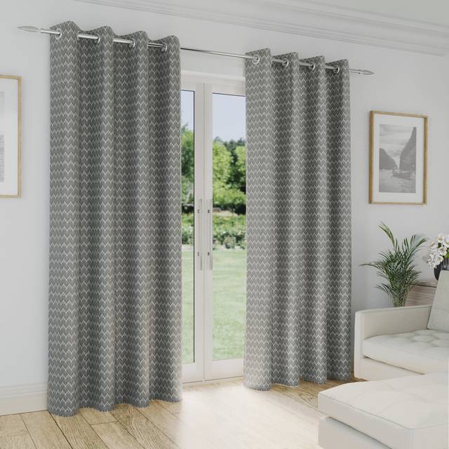 Aspen Polyester Room Darkening Grommet / Eyelet Curtain Pair - Grey (229cm Width x 229cm Drop)