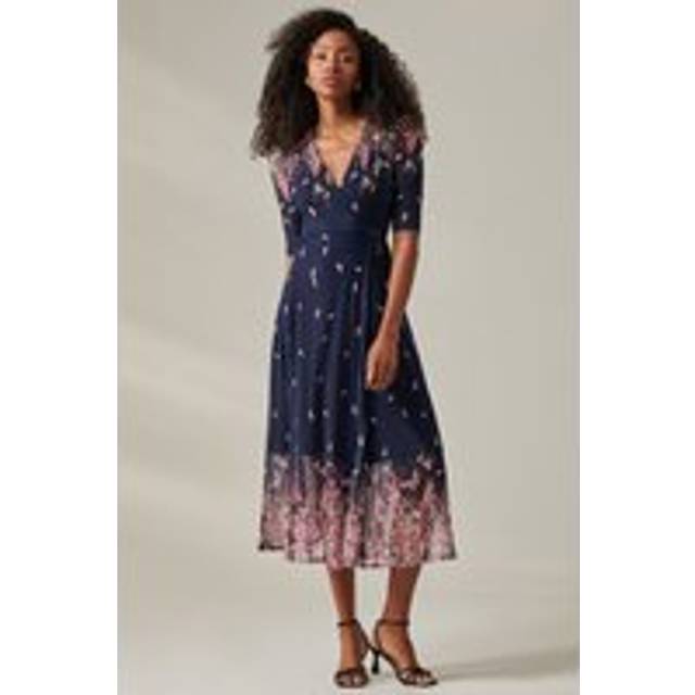 Stella Floral Print Wrap Mesh Maxi Dress - Pink - 16