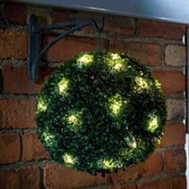 28CM Solar Powered Topiary Ball 20 LED Flower Lights Dual Function For Outdoor Decorations - Green - One Size