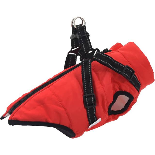 vidaXL Dog Coat with Harness Waterproof Reflective Red 2XL