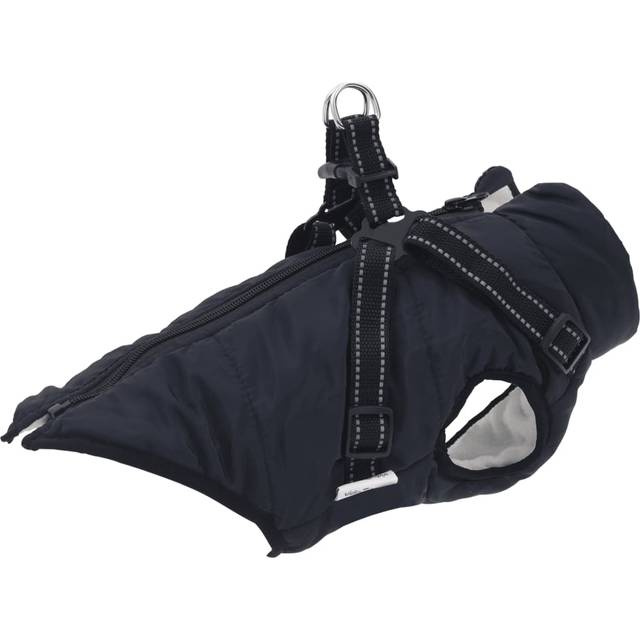vidaXL Dog Coat with Harness Waterproof Reflective Navy Blue M