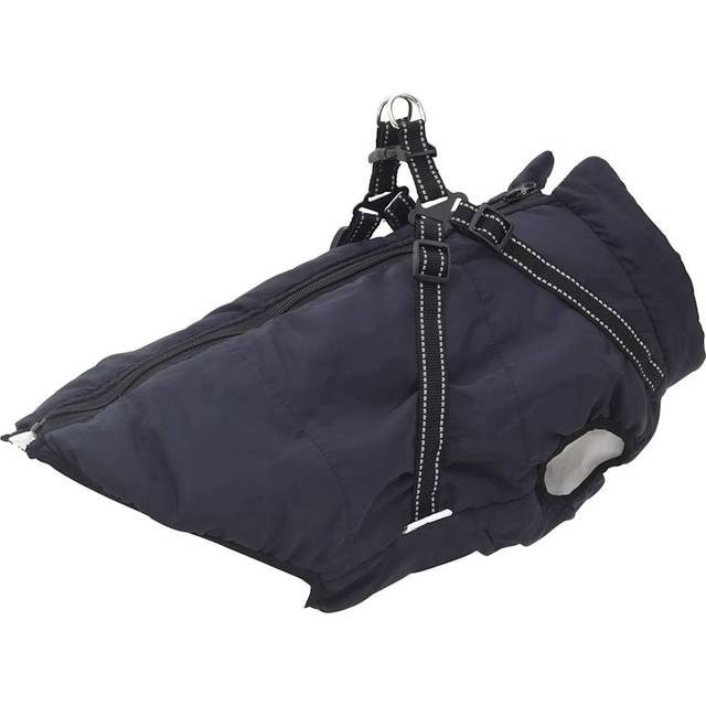 vidaXL Dog Coat with Harness Waterproof Reflective Navy Blue 3XL