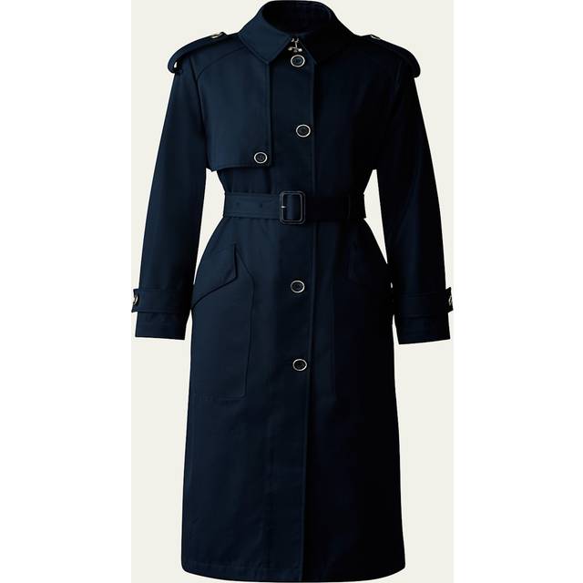 Akili Long Trench Coat - Navy - Large