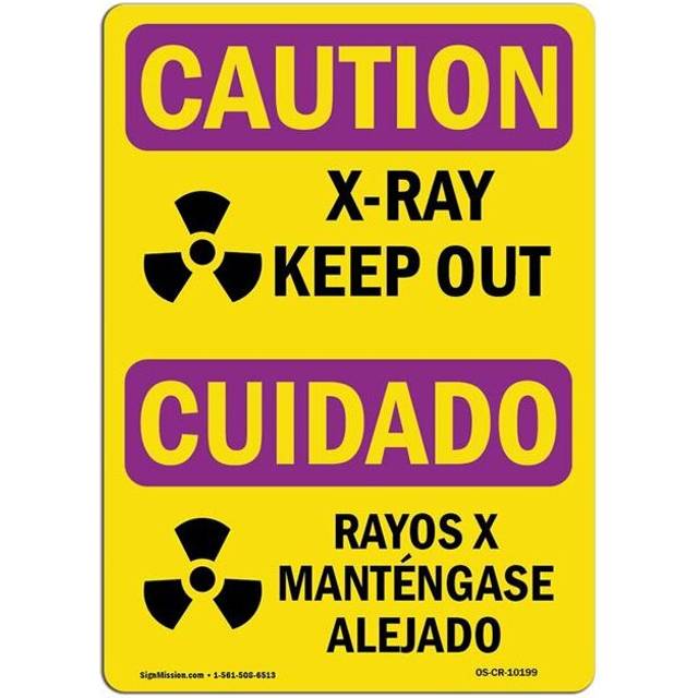 SignMission OS-CR-D-35-L-10199 OSHA Caution Radiation Sign - X-Ray Keep Out Bilingual
