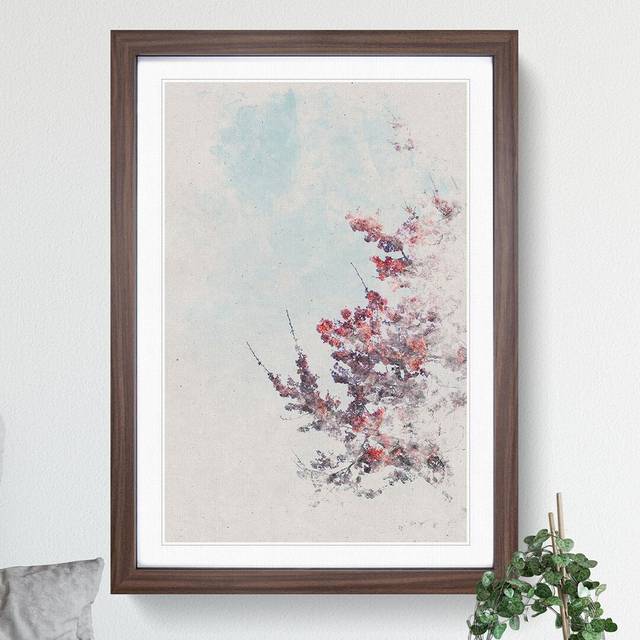 Branches of a Cherry Blossom Tree Watercolour - Picture Frame Graphic Art - Walnut (90cm H x 65cm W x 2cm D)