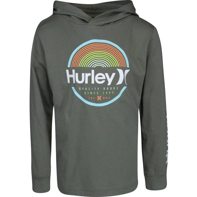 Hurley boys Long Sleeve Hooded T-shirt T Shirt  Light Army  Medium US