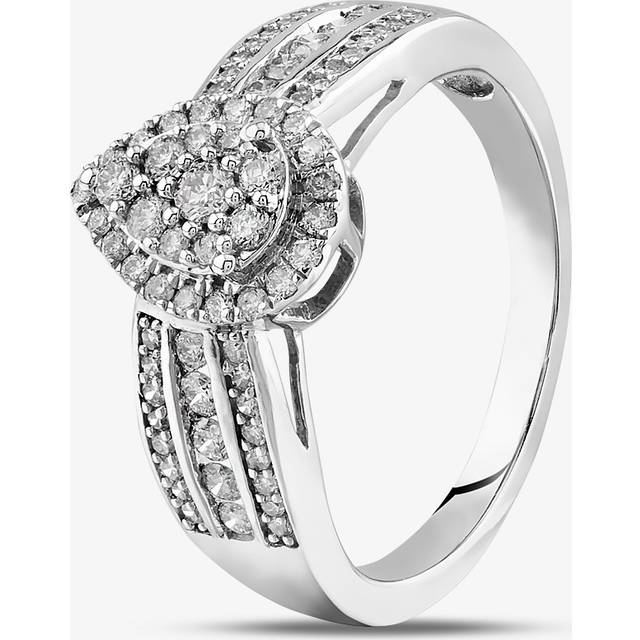 9ct White Gold Diamond Pear Shape Cluster Shoulder Set Ring THR23757-50SJ L - Silver
