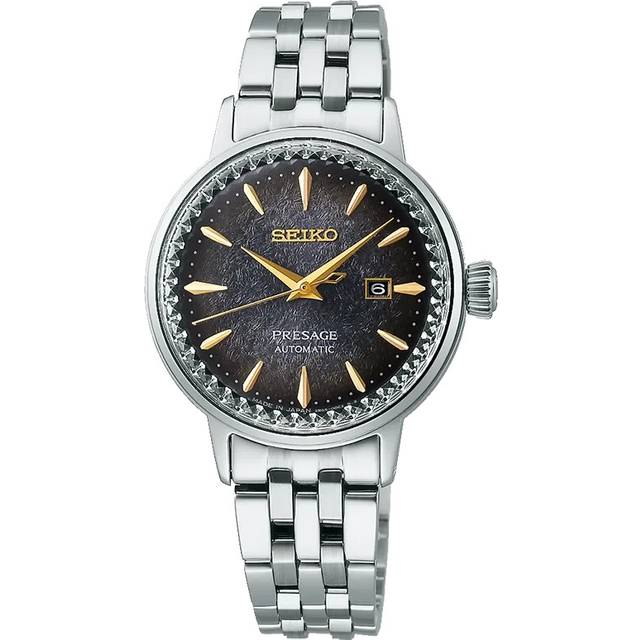 Seiko Presage Ladies' Black Patterned Dial Stainless Steel Bracelet Watch