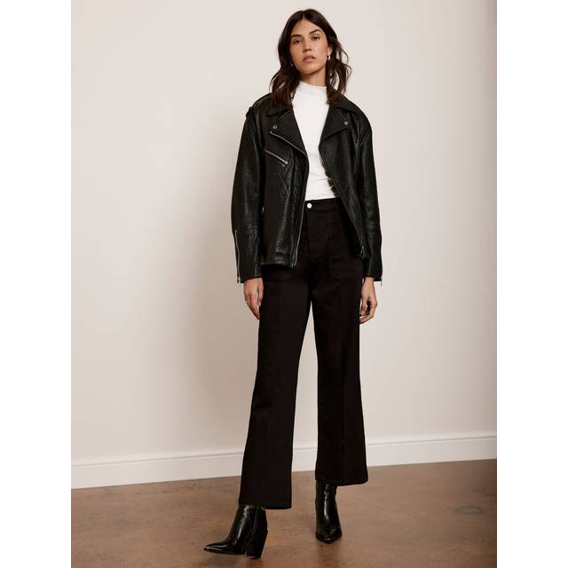 Mint Velvet Black Cropped Wide Jeans - 8R, BLACK